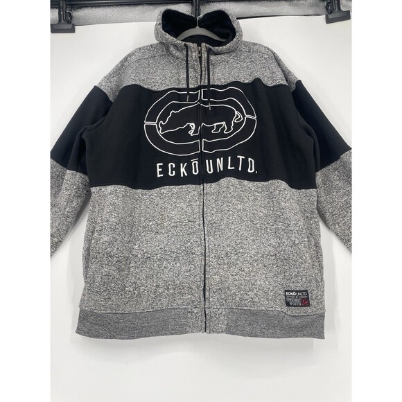 VTG Y2K Ecko Unltd Sweatshirt Full Zip Hoodie Rhino Logo Streetwear Mens 3X - Picture 4 of 15